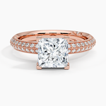 Tacori Sculpted Crescent Knife Edge Diamond Ring Rose Gold 18k Princess Engagement Ring