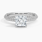 Tacori Sculpted Crescent Knife Edge Diamond Ring Platinum Princess Engagement Ring