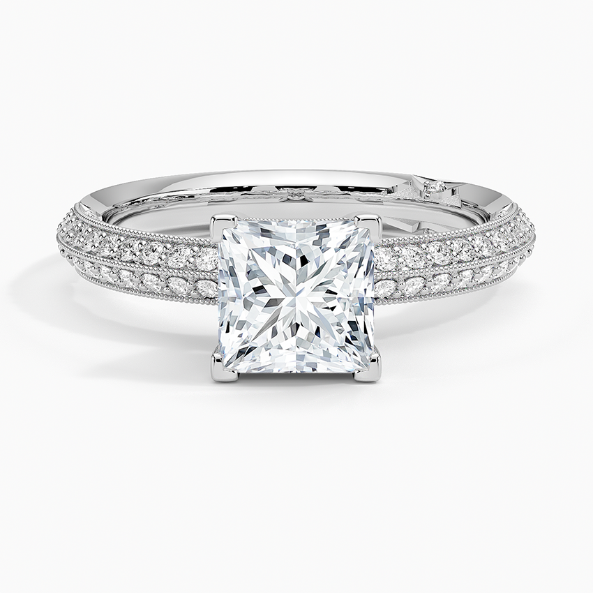 Tacori Sculpted Crescent Knife Edge Diamond Ring Platinum Princess Engagement Ring