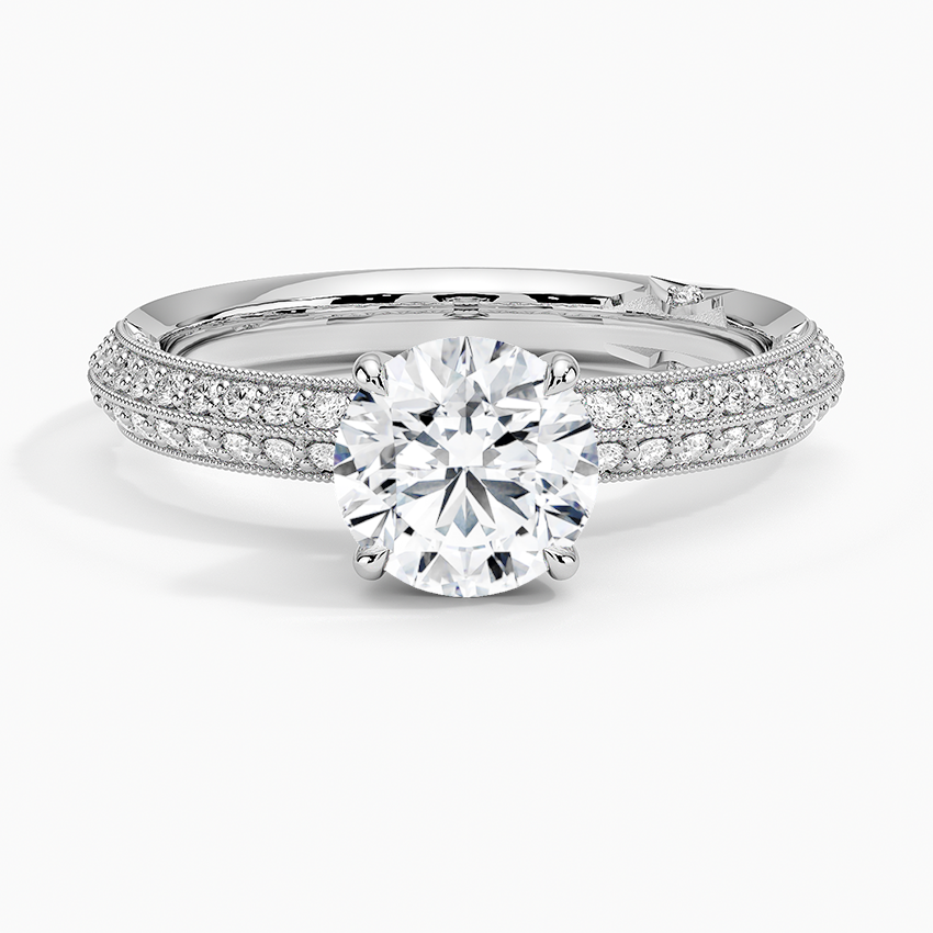Tacori Sculpted Crescent Knife Edge Diamond Ring Platinum Round Engagement Ring