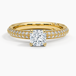 Tacori Sculpted Crescent Knife Edge Diamond Ring Yellow Gold 18k Cushion Engagement Ring