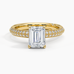 Tacori Sculpted Crescent Knife Edge Diamond Ring Yellow Gold 18k Emerald Engagement Ring