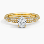 Tacori Sculpted Crescent Knife Edge Diamond Ring Yellow Gold 18k Oval Engagement Ring