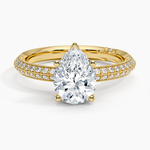Tacori Sculpted Crescent Knife Edge Diamond Ring Yellow Gold 18k Pear Engagement Ring