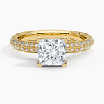 Tacori Sculpted Crescent Knife Edge Diamond Ring Yellow Gold 18k Princess Engagement Ring