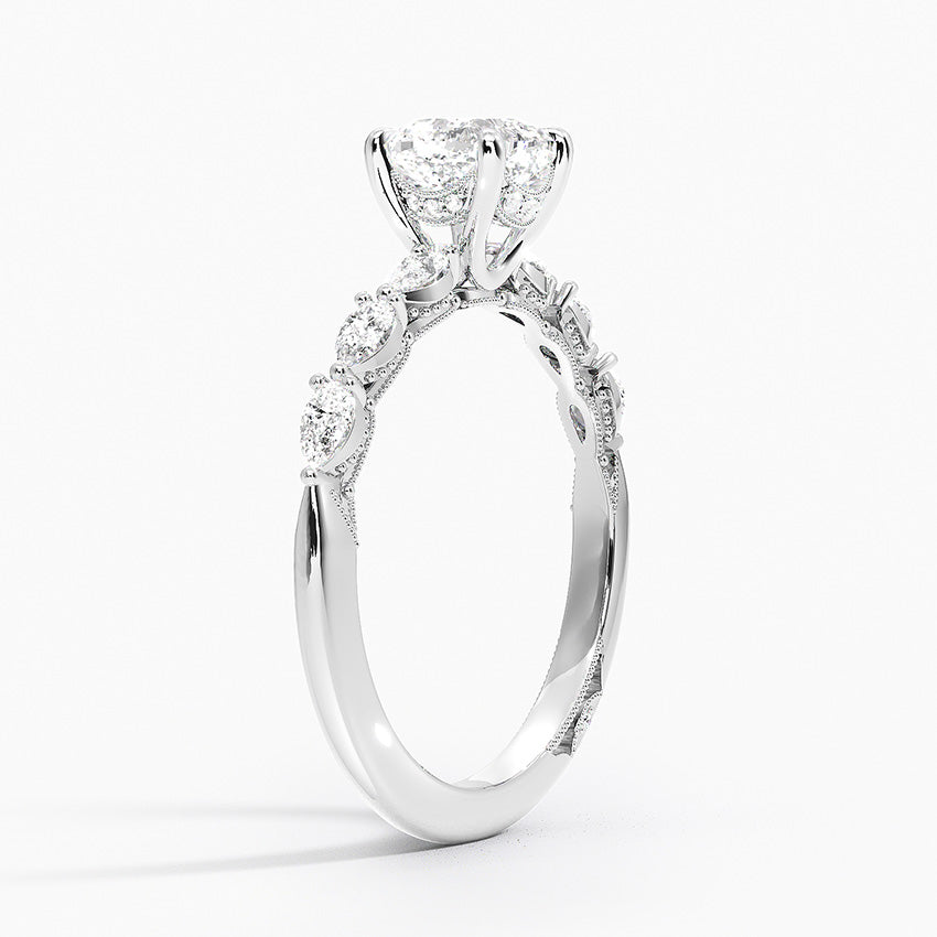 Tacori Sculpted Crescent Pear Diamond Ring Platinum Cushion Engagement Ring