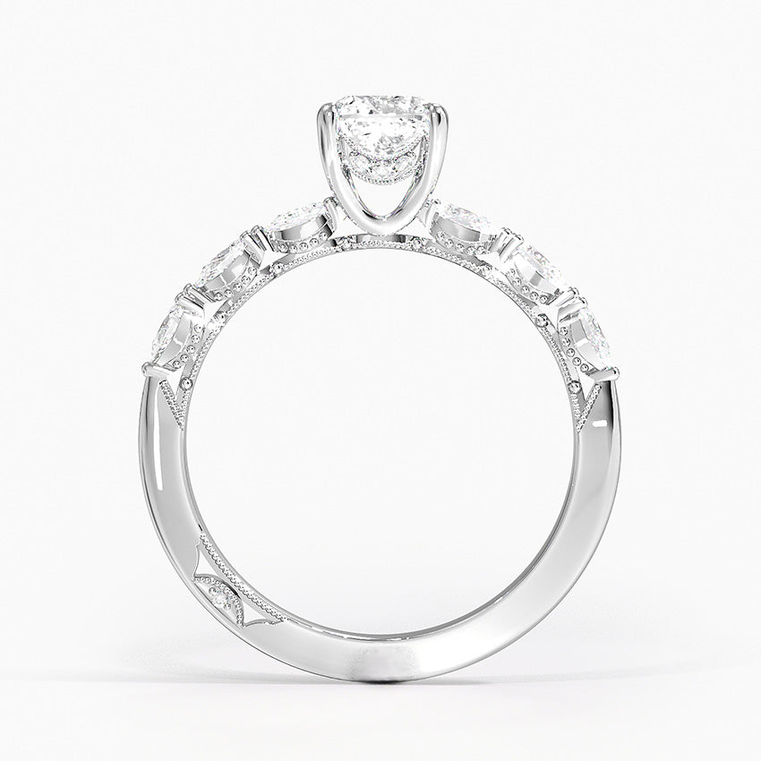 Tacori Sculpted Crescent Pear Diamond Ring Platinum Cushion Engagement Ring