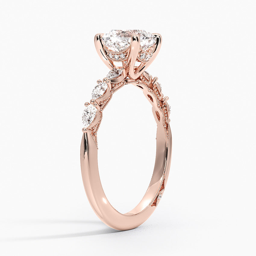 Tacori Sculpted Crescent Pear Diamond Ring Rose Gold 18k Cushion Engagement Ring
