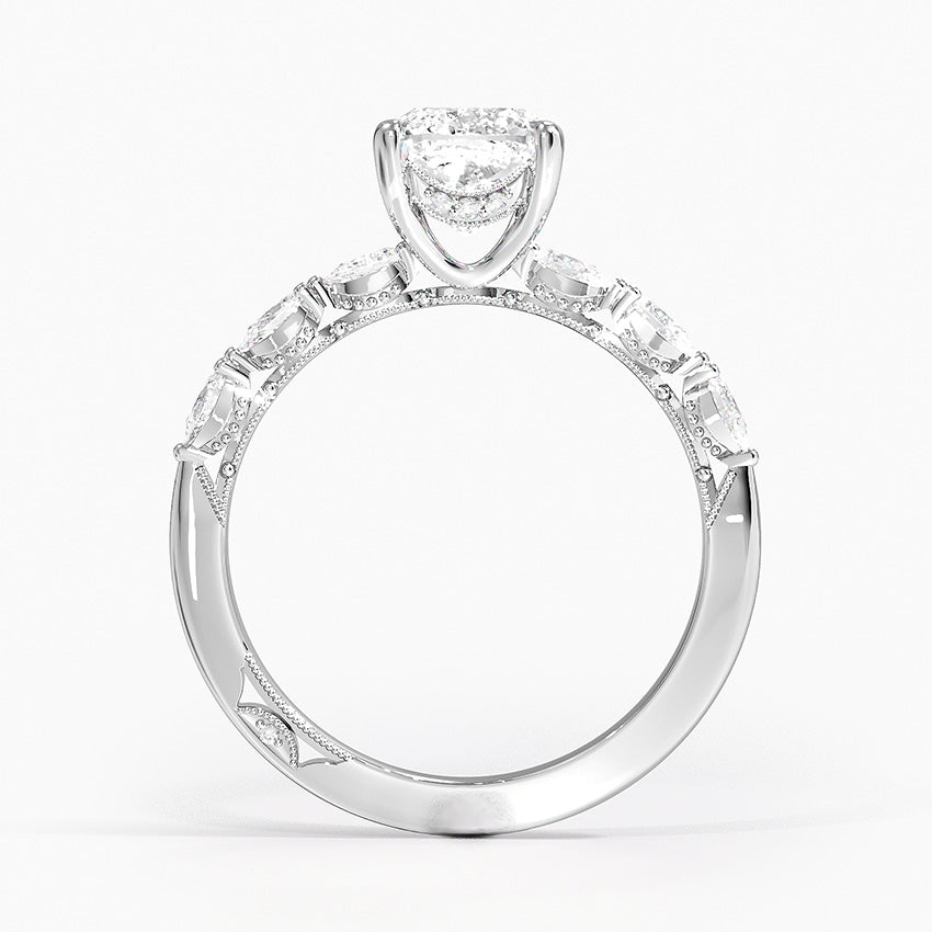 Tacori Sculpted Crescent Pear Diamond Ring Platinum Cushion Engagement Ring