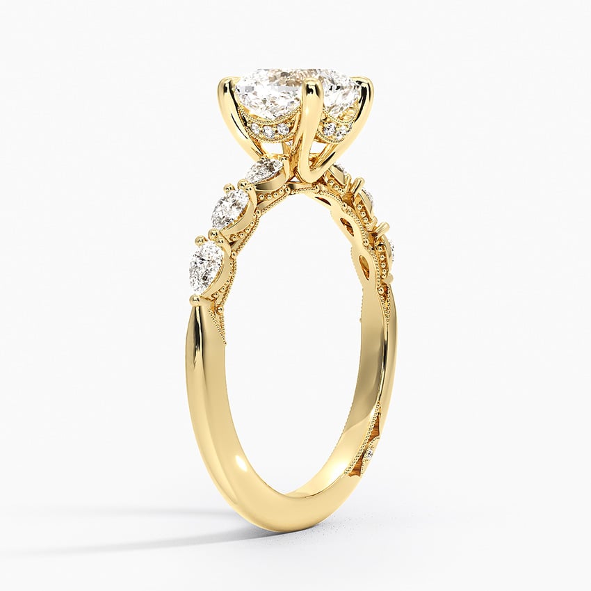 Tacori Sculpted Crescent Pear Diamond Ring Yellow Gold 18k Cushion Engagement Ring