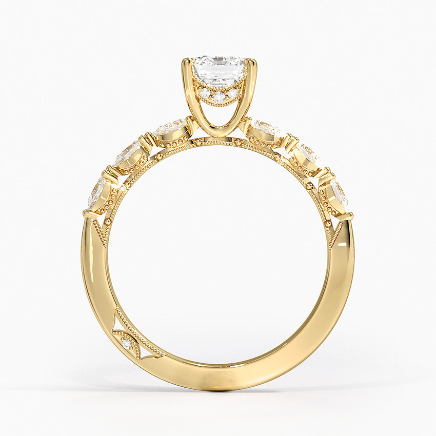 Tacori Sculpted Crescent Pear Diamond Ring Yellow Gold 18k Emerald Engagement Ring