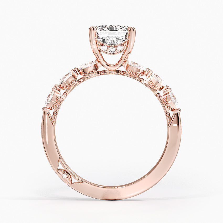 Tacori Sculpted Crescent Pear Diamond Ring Rose Gold 18k Emerald Engagement Ring