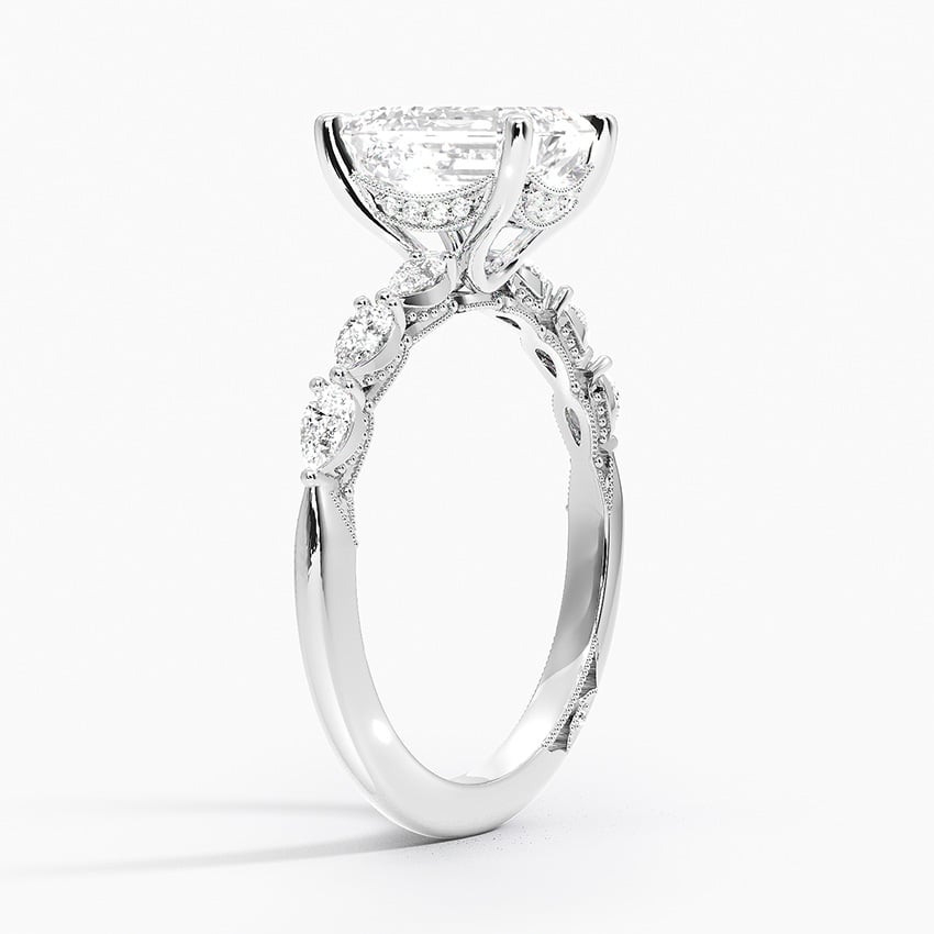 Tacori Sculpted Crescent Pear Diamond Ring Platinum Emerald Engagement Ring