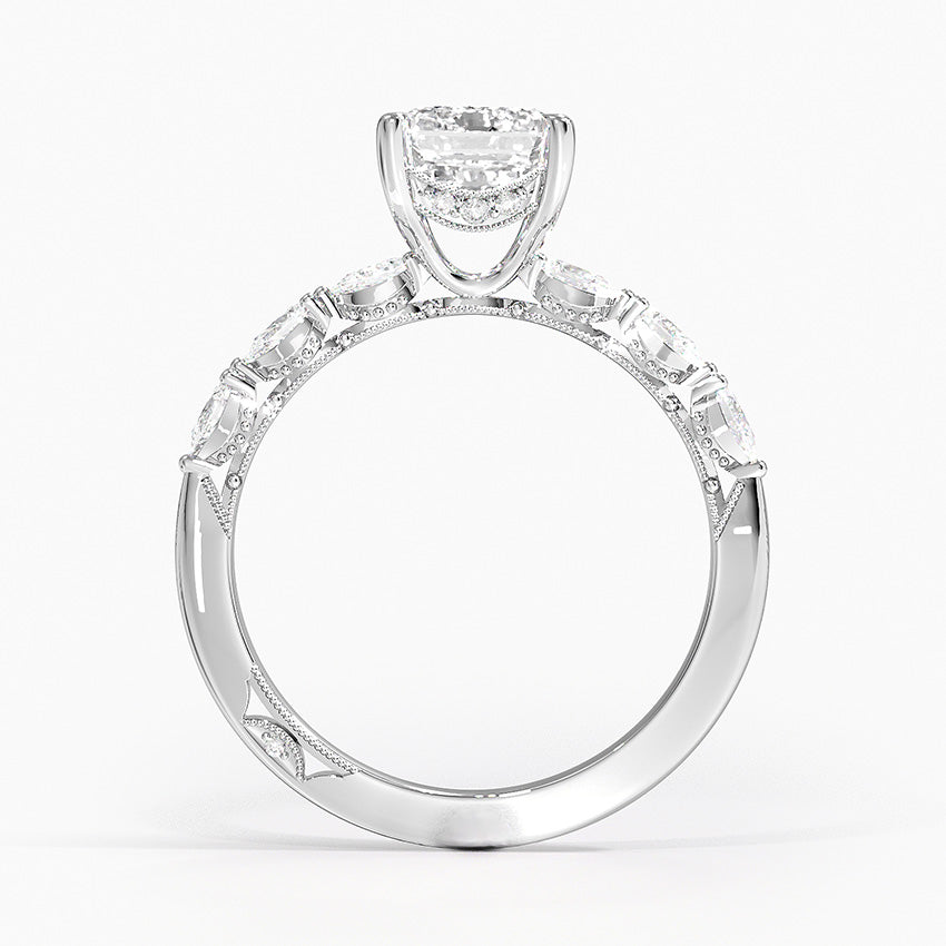 Tacori Sculpted Crescent Pear Diamond Ring Platinum Emerald Engagement Ring