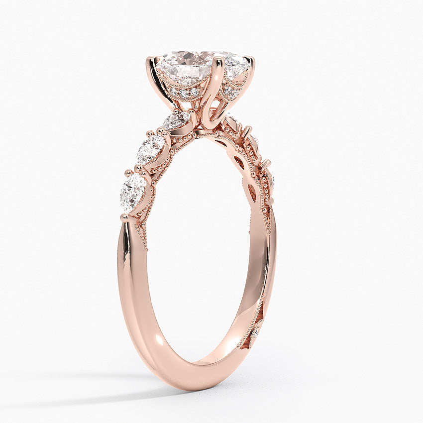 Tacori Sculpted Crescent Pear Diamond Ring Rose Gold 18k Oval Engagement Ring