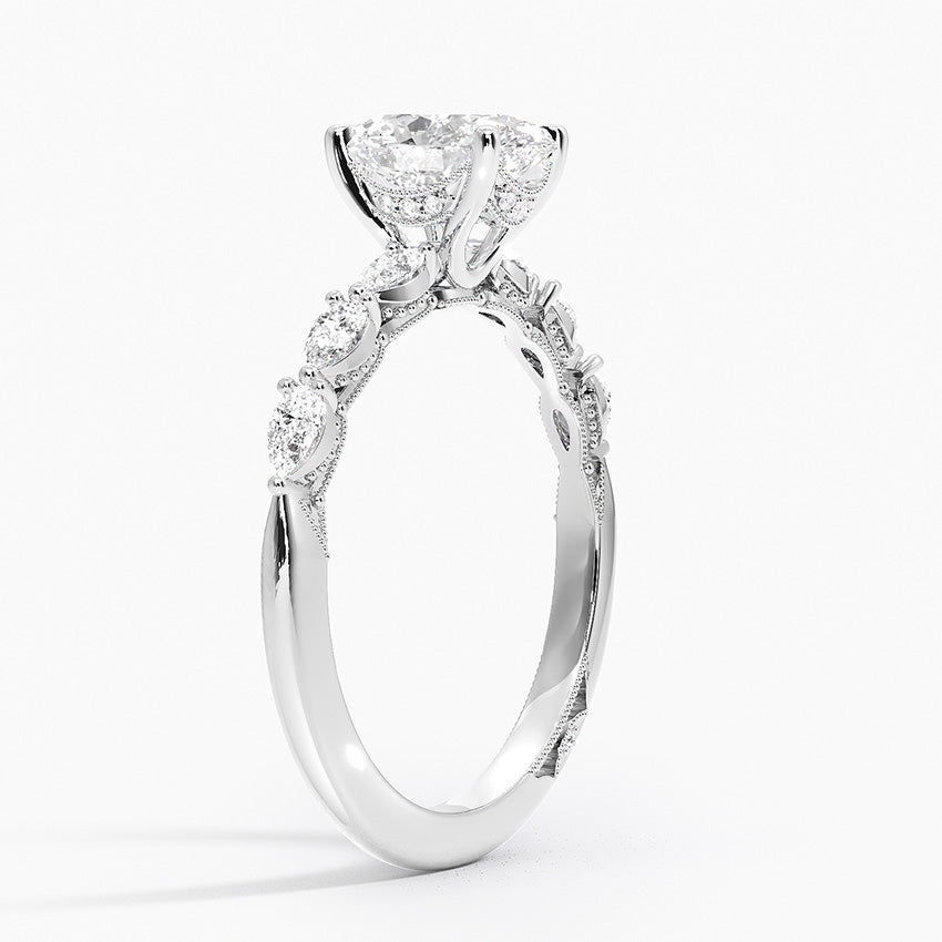 Tacori Sculpted Crescent Pear Diamond Ring Platinum Oval Engagement Ring
