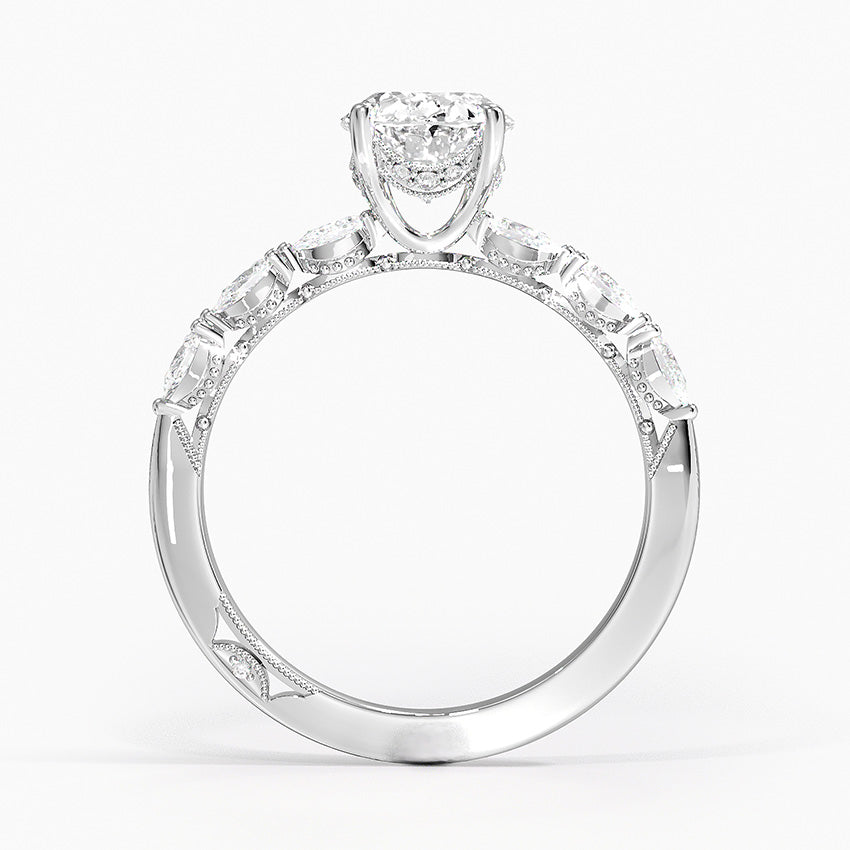 Tacori Sculpted Crescent Pear Diamond Ring Platinum Oval Engagement Ring