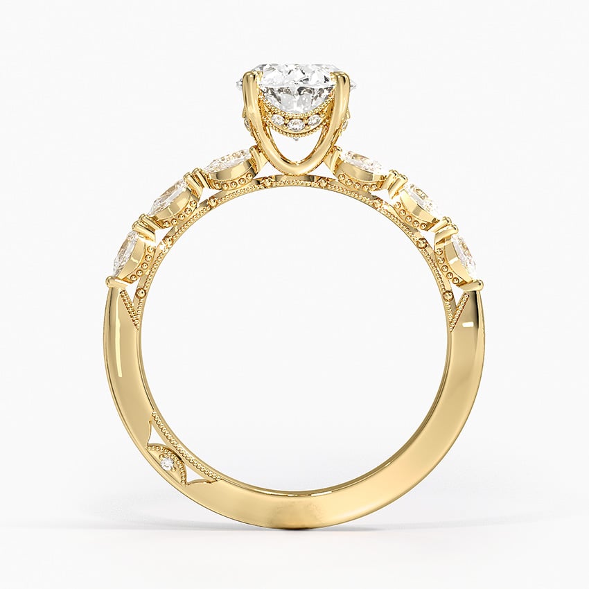 Tacori Sculpted Crescent Pear Diamond Ring Yellow Gold 18k Oval Engagement Ring