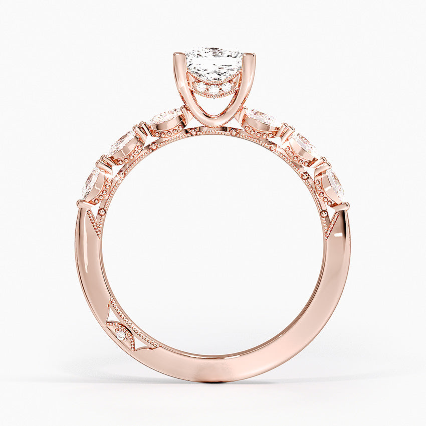 Tacori Sculpted Crescent Pear Diamond Ring Rose Gold 18k Princess Engagement Ring