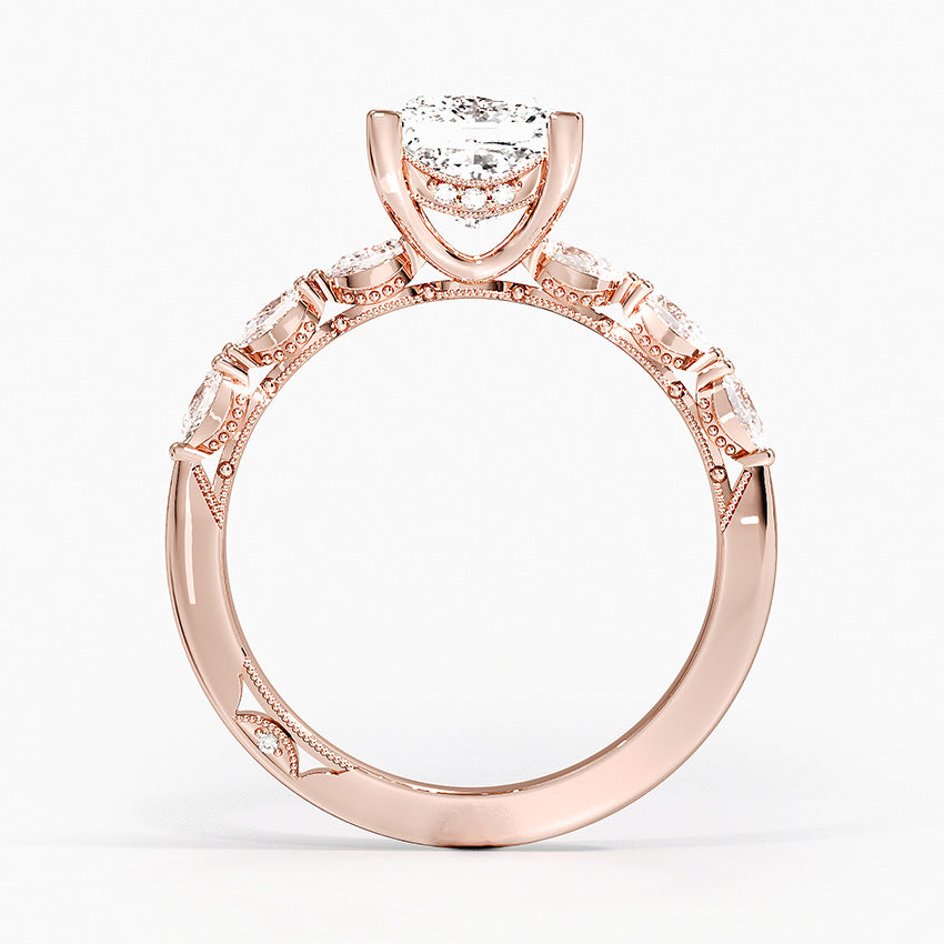 Tacori Sculpted Crescent Pear Diamond Ring Rose Gold 18k Princess Engagement Ring