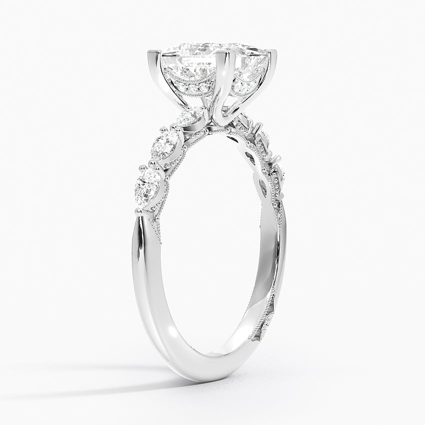 Tacori Sculpted Crescent Pear Diamond Ring Platinum Princess Engagement Ring
