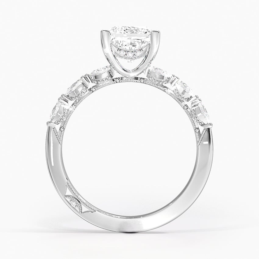 Tacori Sculpted Crescent Pear Diamond Ring Platinum Princess Engagement Ring
