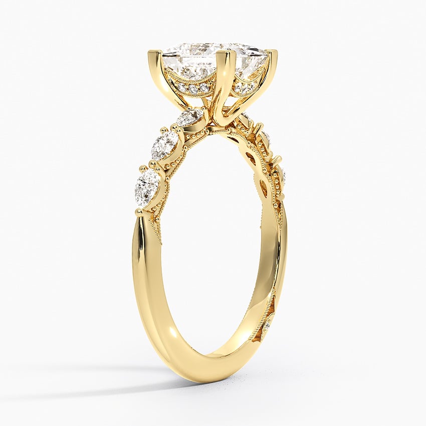 Tacori Sculpted Crescent Pear Diamond Ring Yellow Gold 18k Princess Engagement Ring