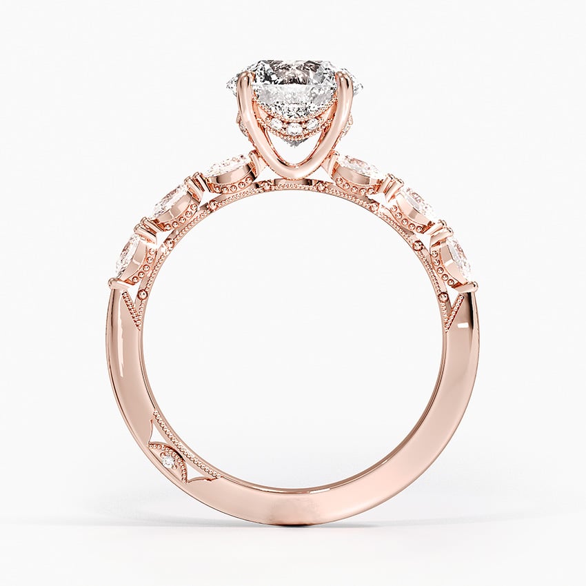 Tacori Sculpted Crescent Pear Diamond Ring Rose Gold 18k Round Engagement Ring