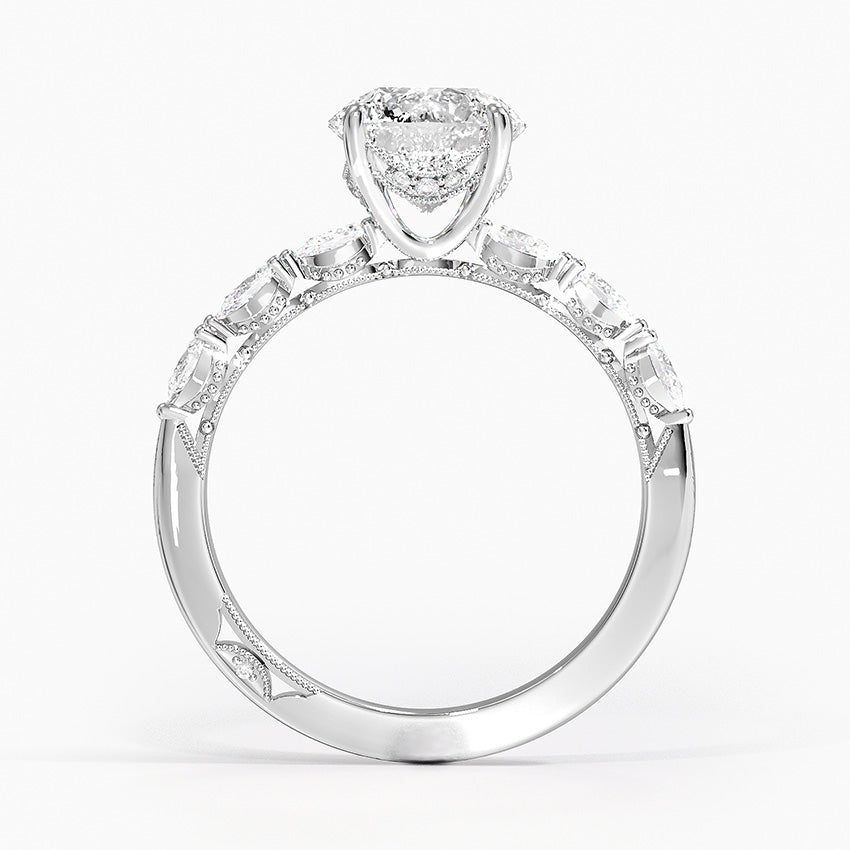 Tacori Sculpted Crescent Pear Diamond Ring Platinum Round Engagement Ring