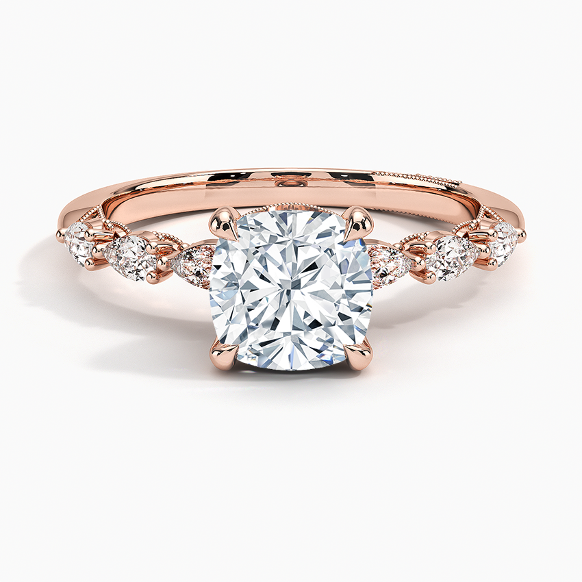 Tacori Sculpted Crescent Pear Diamond Ring Rose Gold 18k Cushion Engagement Ring