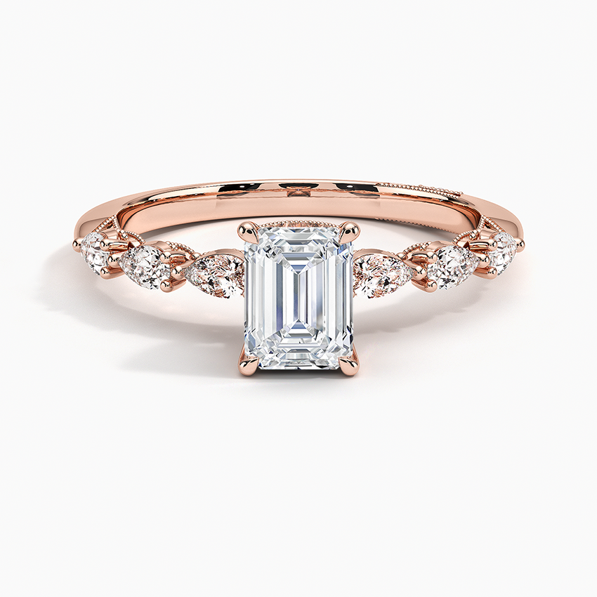 Tacori Sculpted Crescent Pear Diamond Ring Rose Gold 18k Emerald Engagement Ring