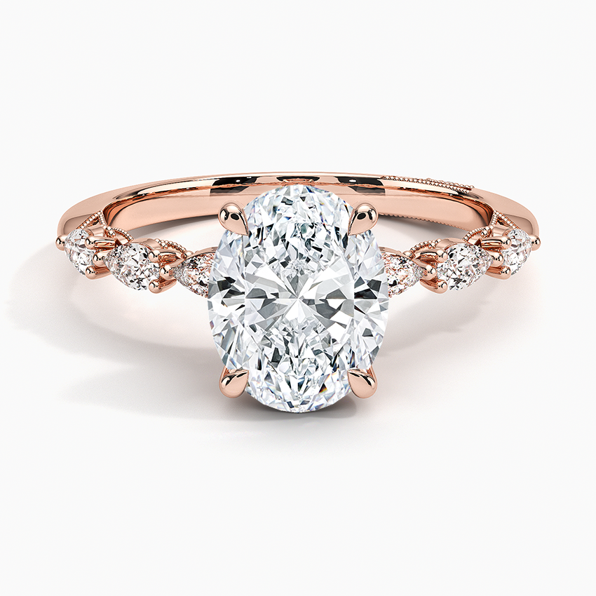 Tacori Sculpted Crescent Pear Diamond Ring Rose Gold 18k Oval Engagement Ring