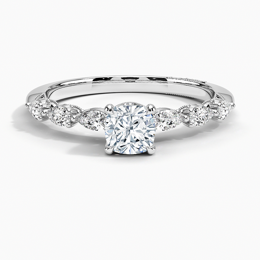 Tacori Sculpted Crescent Pear Diamond Ring Platinum Cushion Engagement Ring