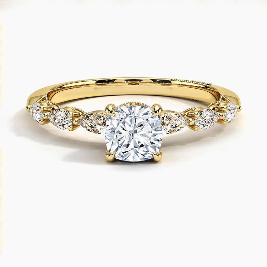 Tacori Sculpted Crescent Pear Diamond Ring Yellow Gold 18k Cushion Engagement Ring