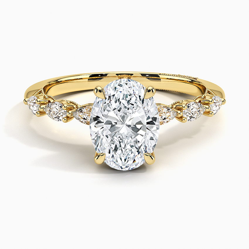 Tacori Sculpted Crescent Pear Diamond Ring Yellow Gold 18k Oval Engagement Ring