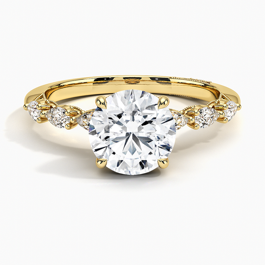 Tacori Sculpted Crescent Pear Diamond Ring Yellow Gold 18k Round Engagement Ring