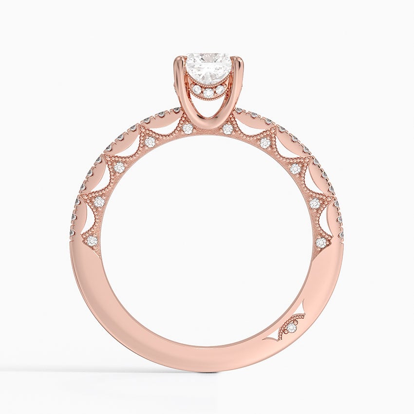 Tacori Lunetta Crescent Diamond Ring Rose Gold 18k Cushion Engagement Ring