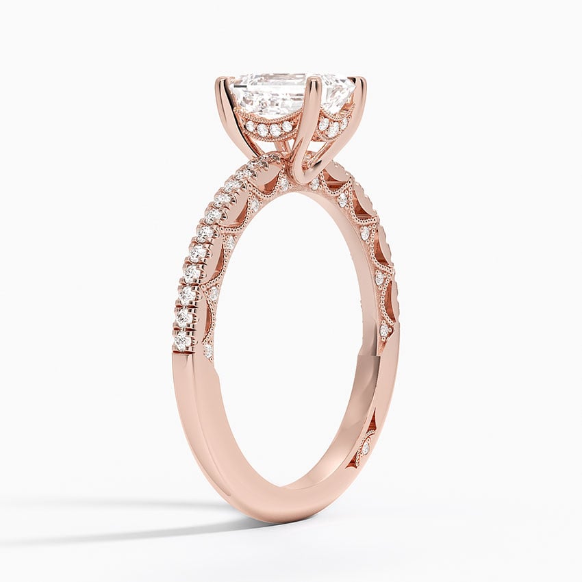 Tacori Lunetta Crescent Diamond Ring Rose Gold 18k Emerald Engagement Ring