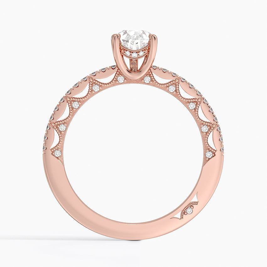 Tacori Lunetta Crescent Diamond Ring Rose Gold 18k Pear Engagement Ring