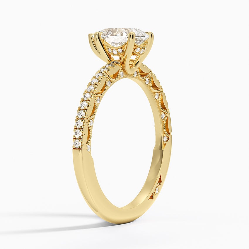 Tacori Lunetta Crescent Diamond Ring Yellow Gold 18k Pear Engagement Ring