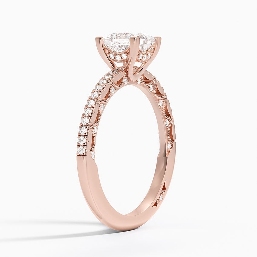 Tacori Lunetta Crescent Diamond Ring Rose Gold 18k Princess Engagement Ring