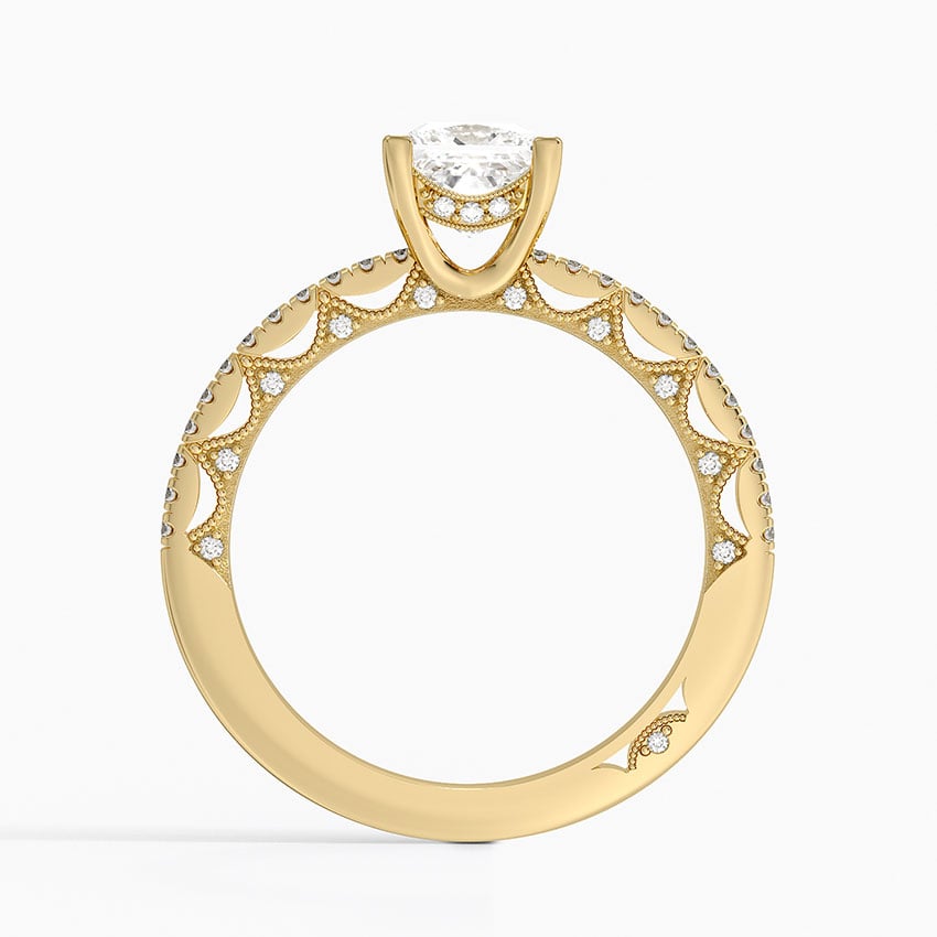 Tacori Lunetta Crescent Diamond Ring Yellow Gold 18k Princess Engagement Ring