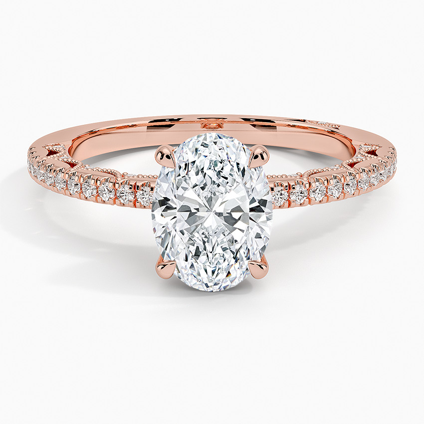 Tacori Lunetta Crescent Diamond Ring Rose Gold 18k Oval Engagement Ring
