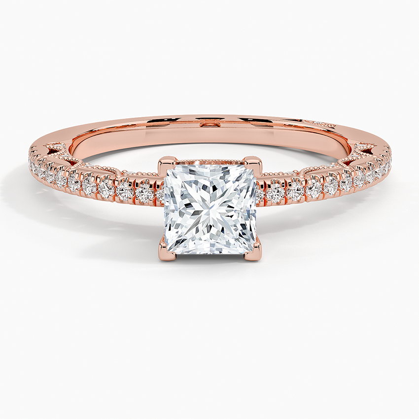 Tacori Lunetta Crescent Diamond Ring Rose Gold 18k Princess Engagement Ring
