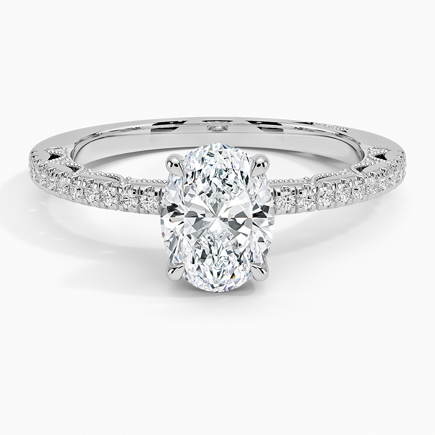 Tacori Lunetta Crescent Diamond Ring Platinum Oval Engagement Ring