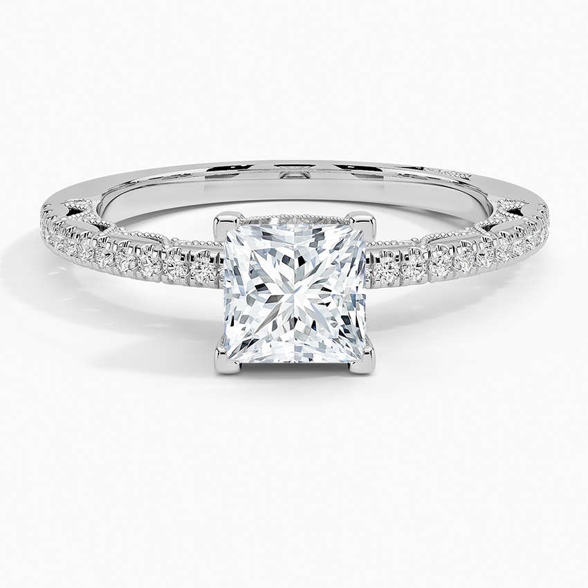 Tacori Lunetta Crescent Diamond Ring Platinum Princess Engagement Ring
