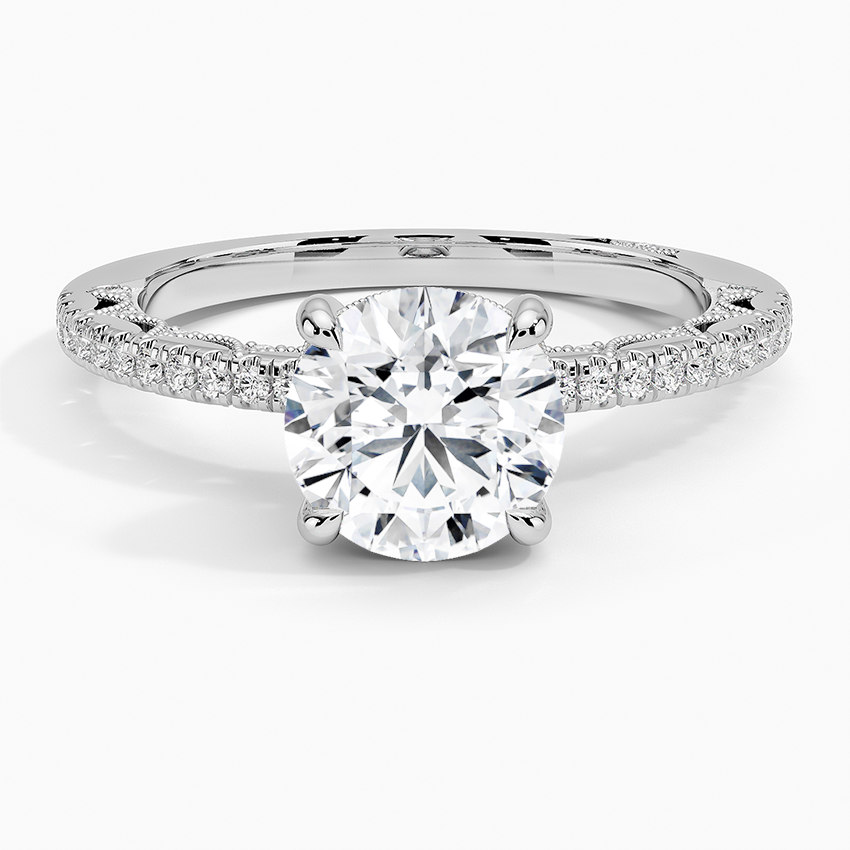 Tacori Lunetta Crescent Diamond Ring Platinum Round Engagement Ring