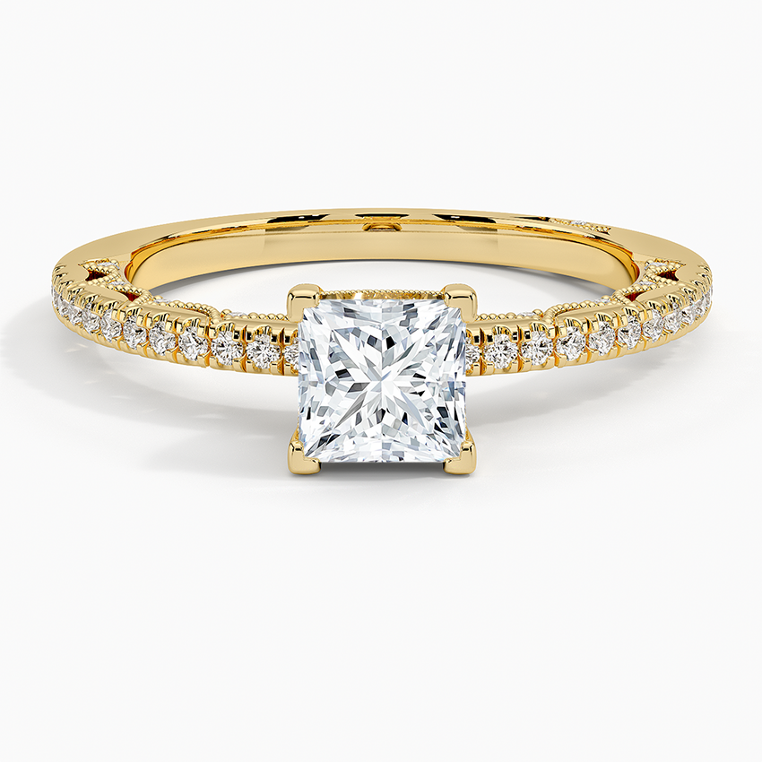 Tacori Lunetta Crescent Diamond Ring Yellow Gold 18k Princess Engagement Ring