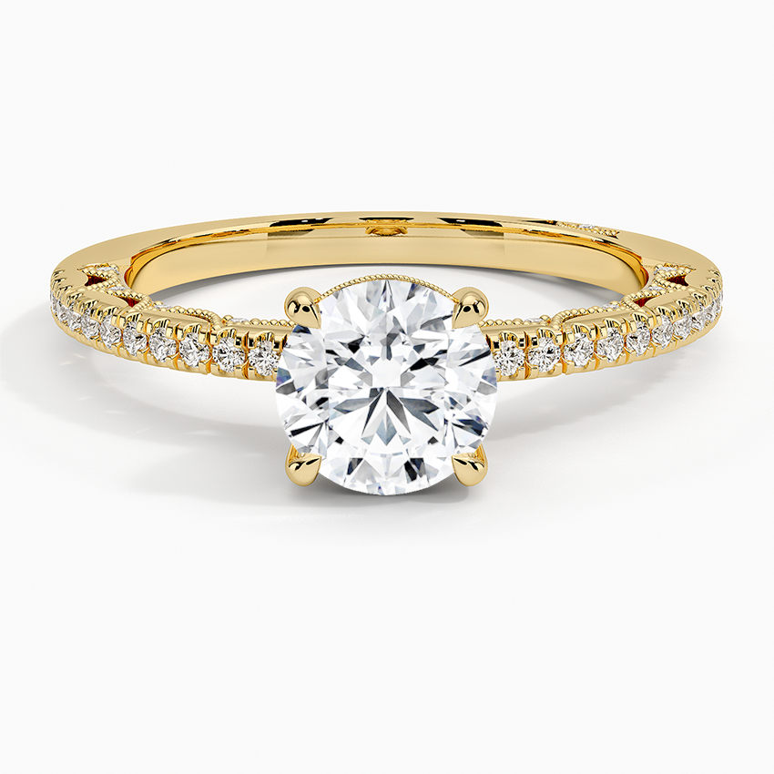 Tacori Lunetta Crescent Diamond Ring Yellow Gold 18k Round Engagement Ring