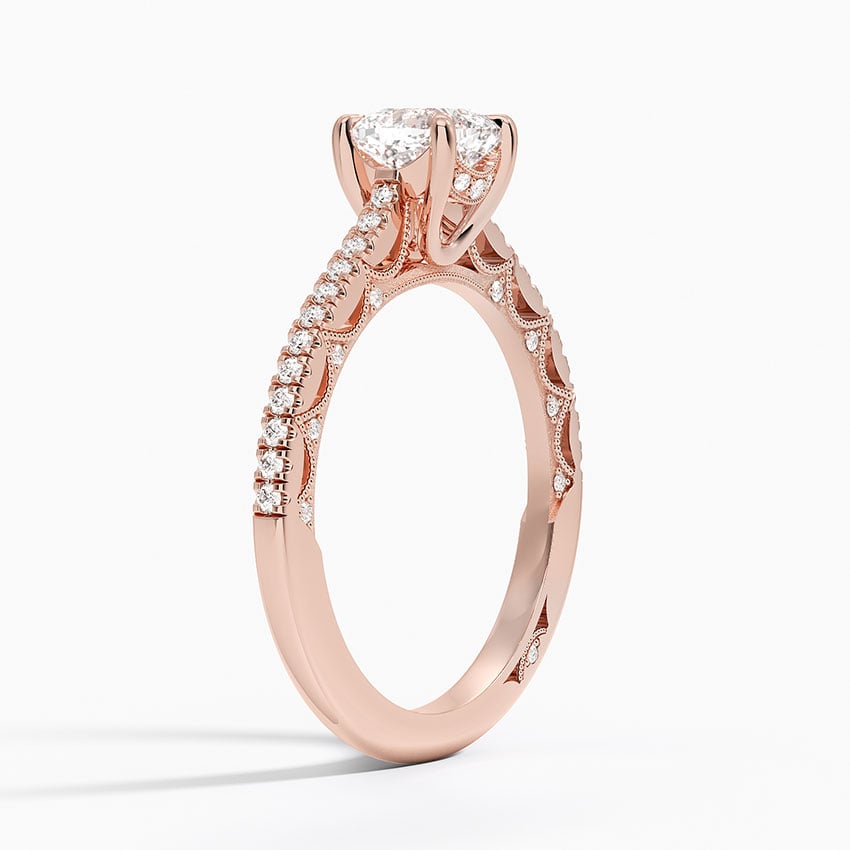Tacori Lunetta Crescent Cathedral Diamond Ring Rose Gold 18k Cushion Engagement Ring